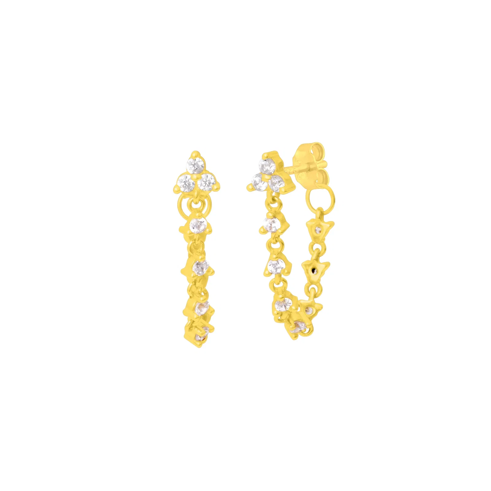 Image of ETTA CRYSTAL CHAIN EARRINGS GOLD