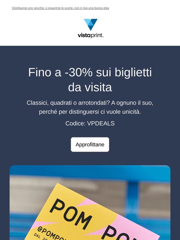 Non perdere fino al 30% di sconto sui biglietti da visita 👀