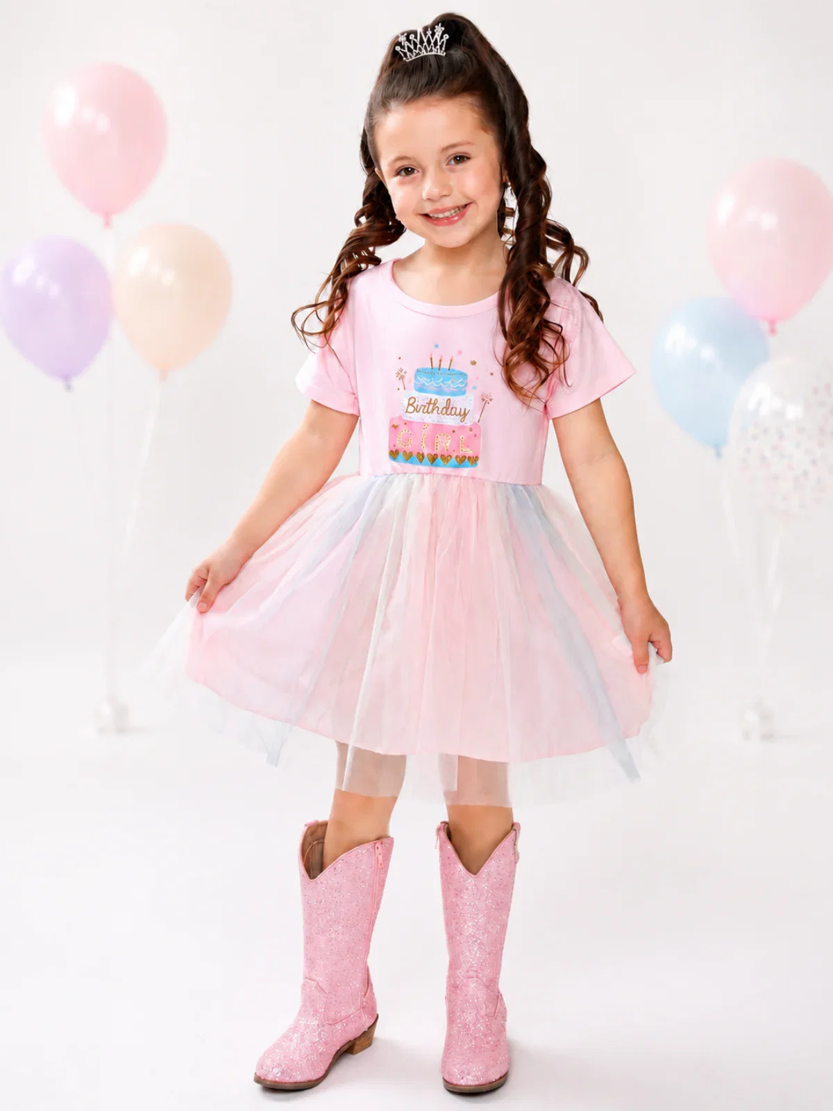 Image of Sweet Wish Pink Birthday Cake Tulle Dress