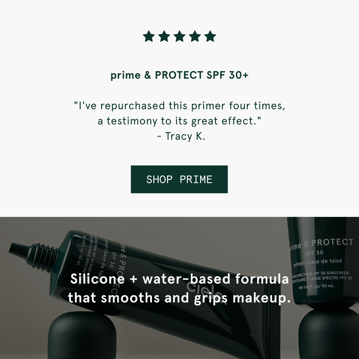 A silicone and water based primer that smooths skin and grips makeup