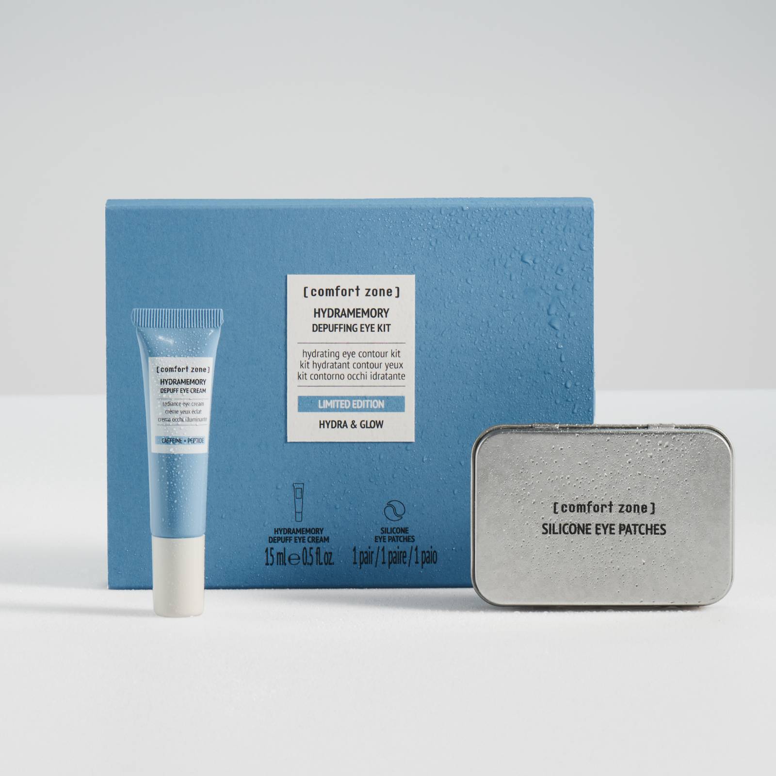 Kit of Hydramemory Depuff Eye Cream and Silicone Eye Patches