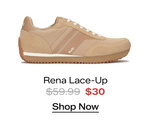 A side view of the Rena Leather Nylon/Leather Lace-Up in Cuban sand/tan. The style was $59.99 and is now $30. Shop Now.