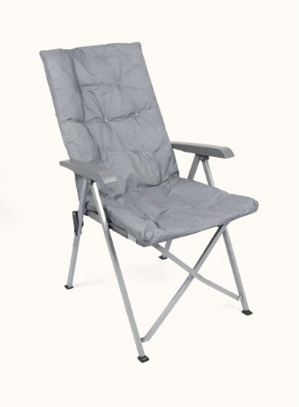High Back Padded Reclining Camping Chair - Grey
