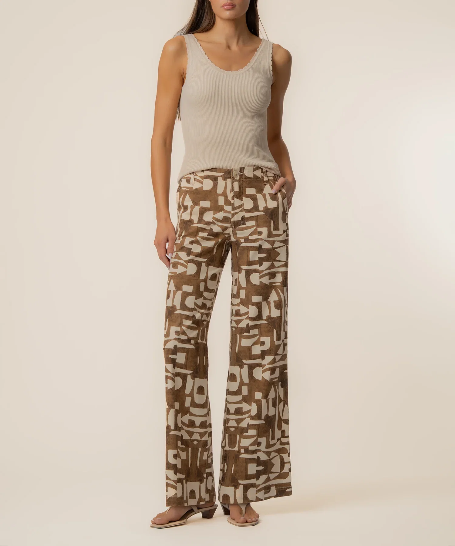 Image of Meg Linen Wide Leg Pant in Wood