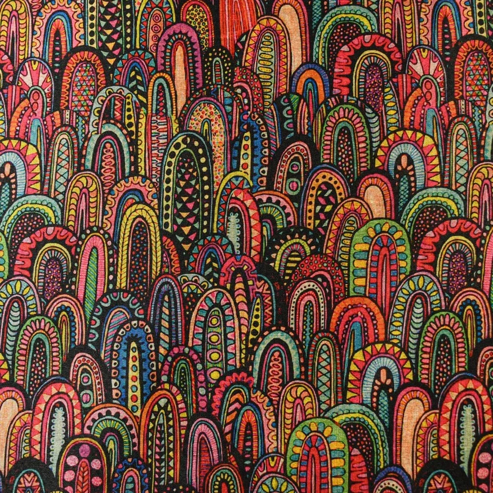 Image of Aztec Mango Silk Fabric Multi 110cm