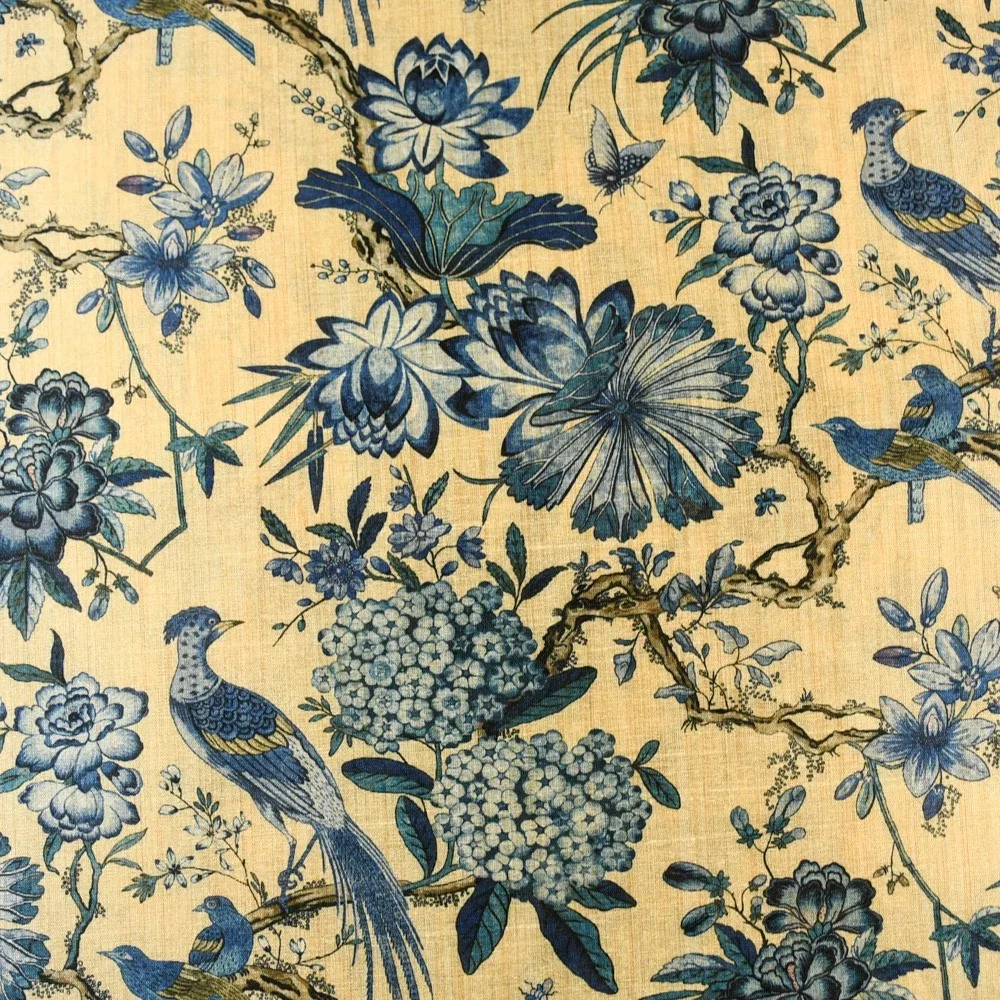 Image of Peacock Mango Silk Fabric Multi 110cm