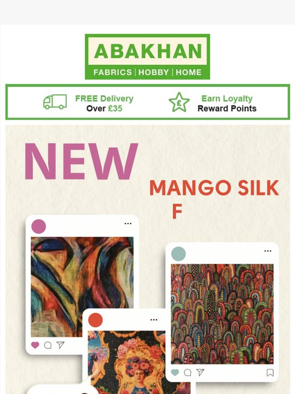 NEW IN: Mango Silk Fabrics – Just £8.99 Per Metre!