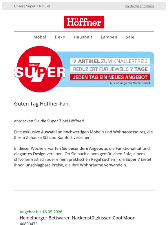 💝 7 Tage, 7 Angebote – Sichern Sie sich täglich exklusive Schnäppchen!