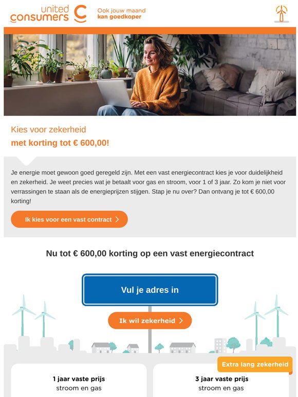Welk energiecontract past het beste bij jou, 1 of 3 jaar vast? Stap over en kies voor zekerheid met korting tot E 600,00