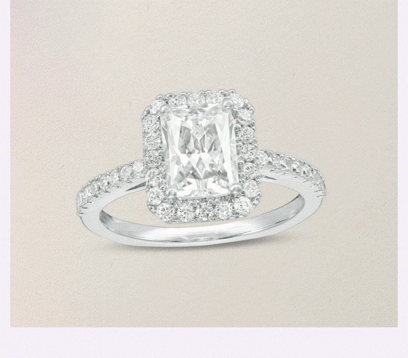 Rotating images, featuring vintage-inspired gold & silver metal rings with diverse shaped diamonds & pavé bands.