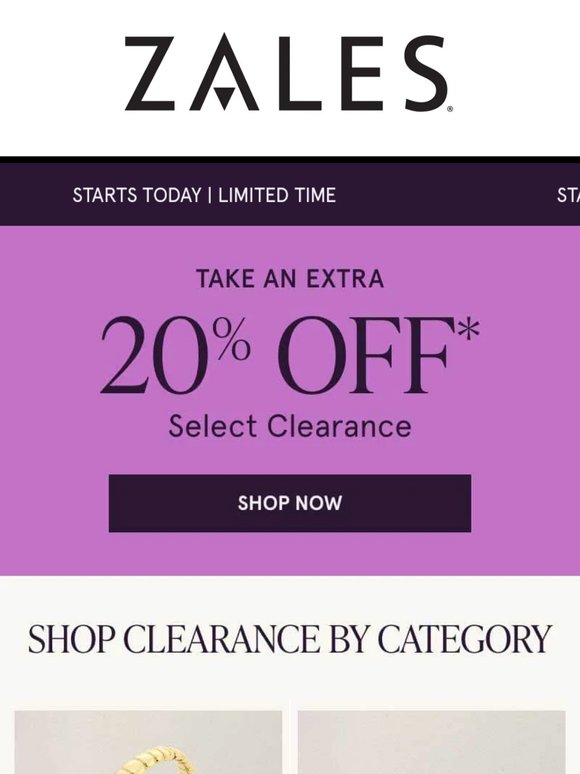 🛍️ Starts Now | Extra 20% OFF* Select Clearance