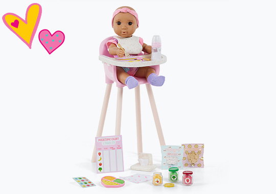 Our Generation Baby Emilia & Mealtime Set