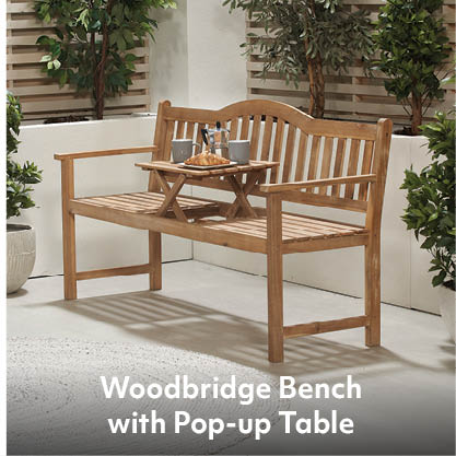 Woodbridge Bench with Pop-up Table