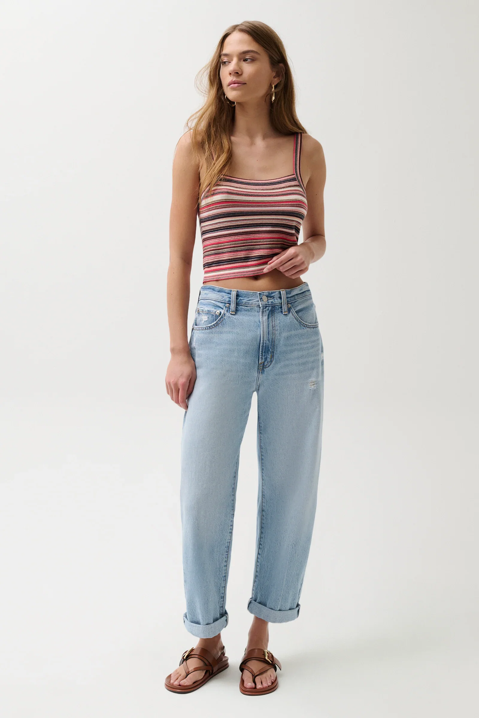 Image of Donny Rolled Hem Boyfriend Jean - Old Blues