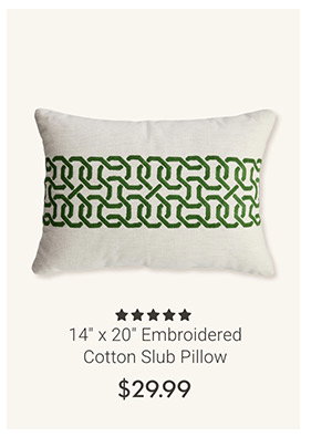 14" x 20" Embroidered Cotton Slub Pillow