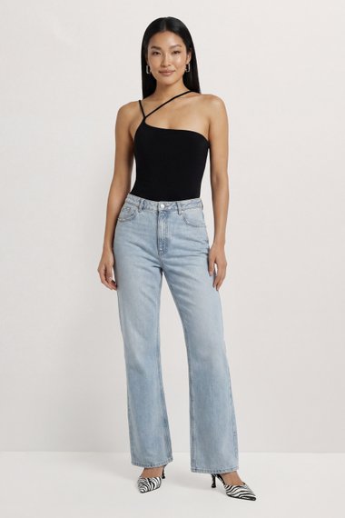 Slinky Double Strap Asymmetric Bodysuit