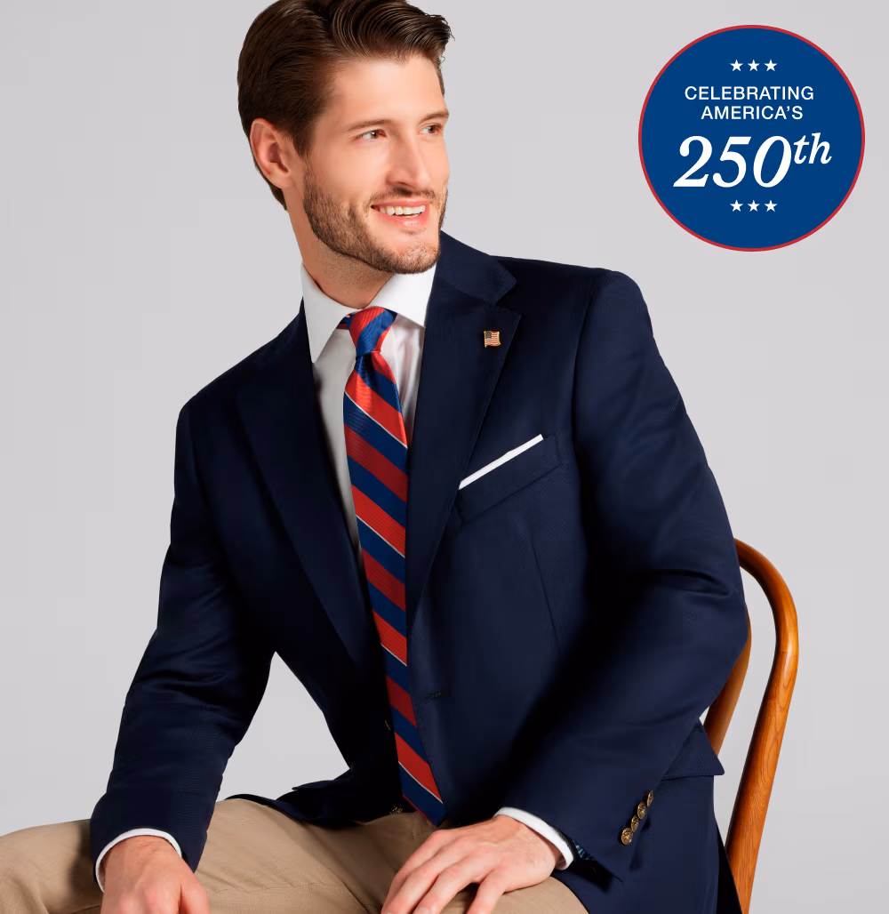 The Liberty Blazer | MADE IN USA | Designed to commemorate America’s 250th anniversary, this timeless piece pairs premium imported materials with heritage details and a modern, relaxed sensibility. | The Liberty Blazer | Starting at $495 | Shop Now