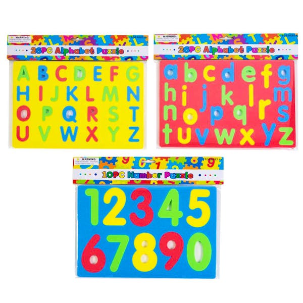 Foam Puzzle Sets - Alphabet & Numbers, Assorted Packs