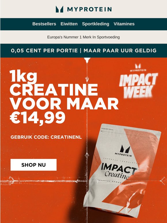 Maar €14,99 voor 1KG Creatine 🤯