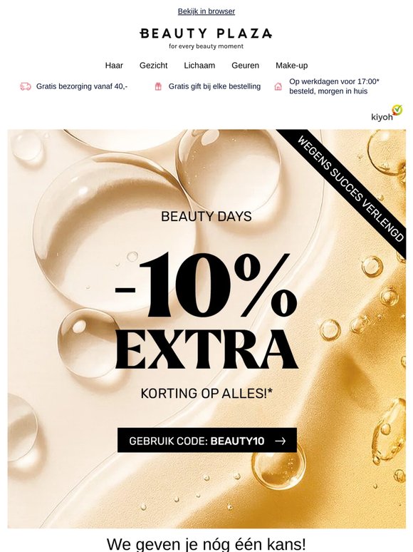 💥 Nog éven shoppen met 10% extra korting!