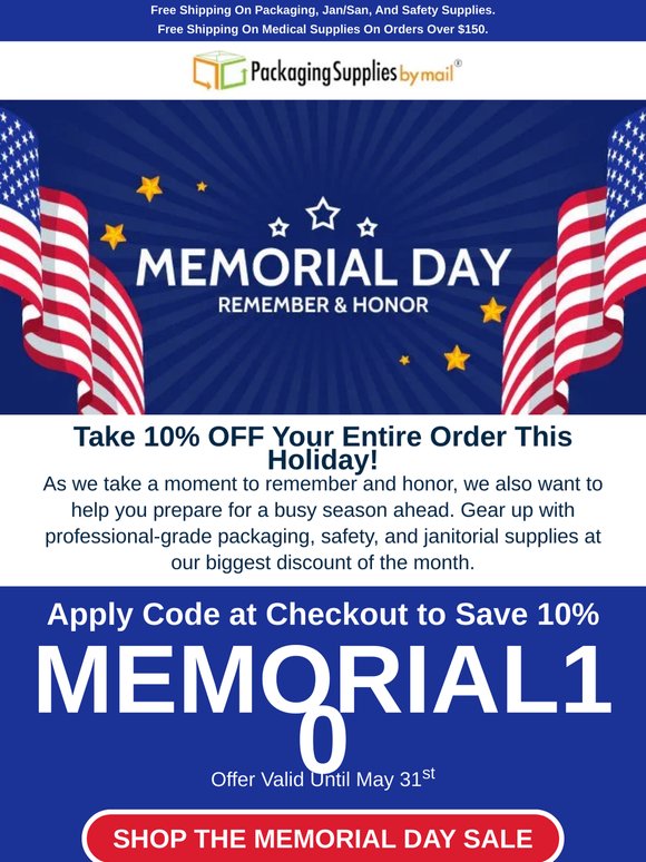 Memorial Day Sale: 10% Off Sitewide!