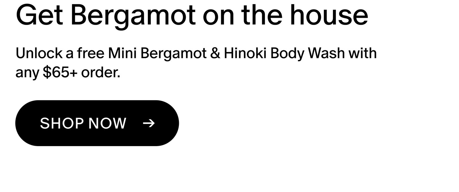 Unlock a free Mini Bergamot & Hinoki Body Wash with any $65+ order.