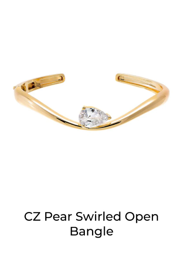 CZ Pear Swirled Open Bangle