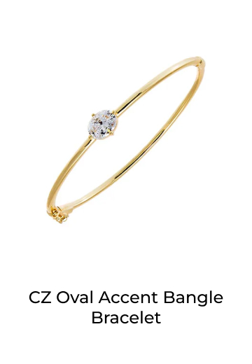 CZ Oval Accent Bangle Bracelet
