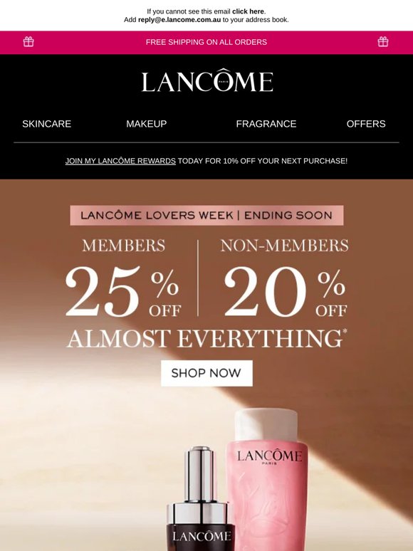 ENDS SOON: 25% Off Lancôme Fragrance Favourites* ⏰