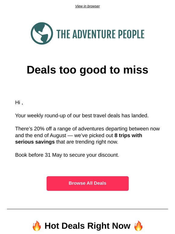 20% off this week’s trips 👀