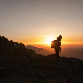 Image of a trekker on Mt. Toubkal