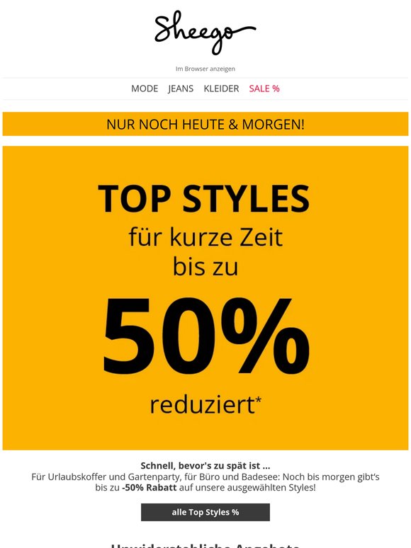 Bis zu -50% 🤑 heute & morgen 🏁