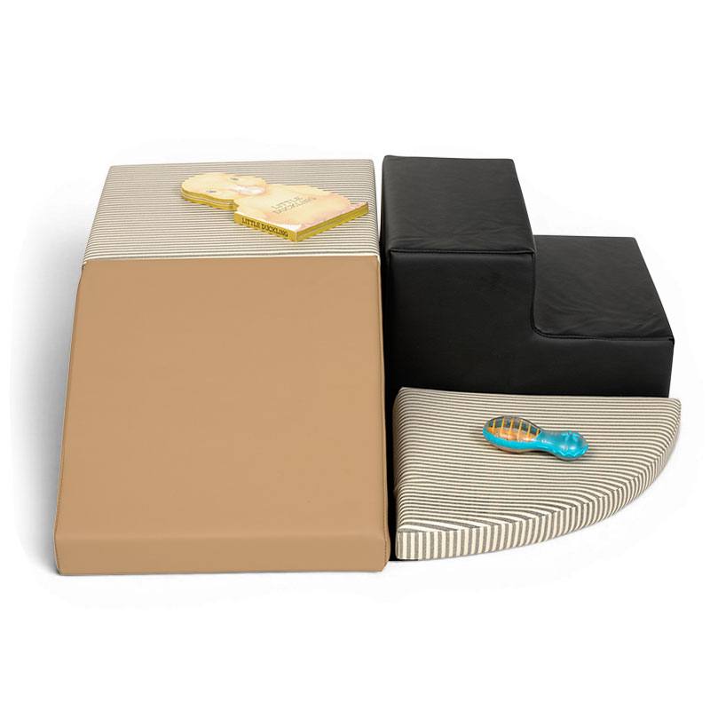 Environments® SoftStages® Modern Comfort Corner Climber - Almond, Black and Black Stripe