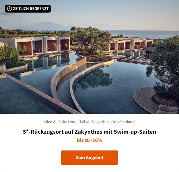 5*-Rückzugsort auf Zakynthos mit Swim-up-Suiten