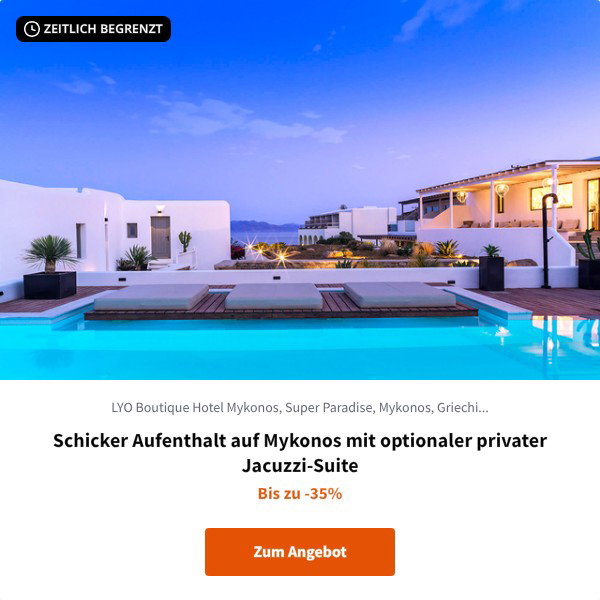 Schicker Aufenthalt auf Mykonos mit optionaler privater Jacuzzi-Suite
