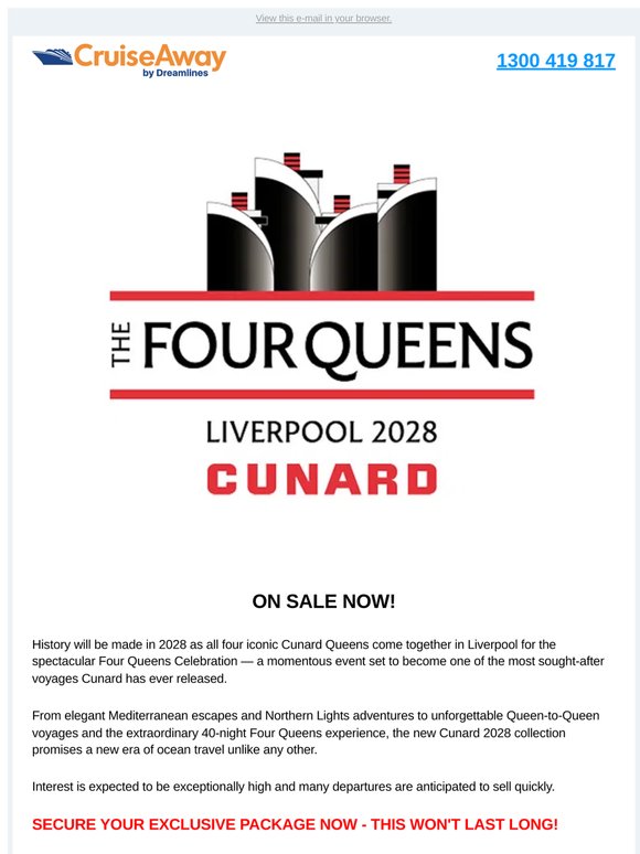 Be Part of Cunard History — Dont miss out and Book now ⭐