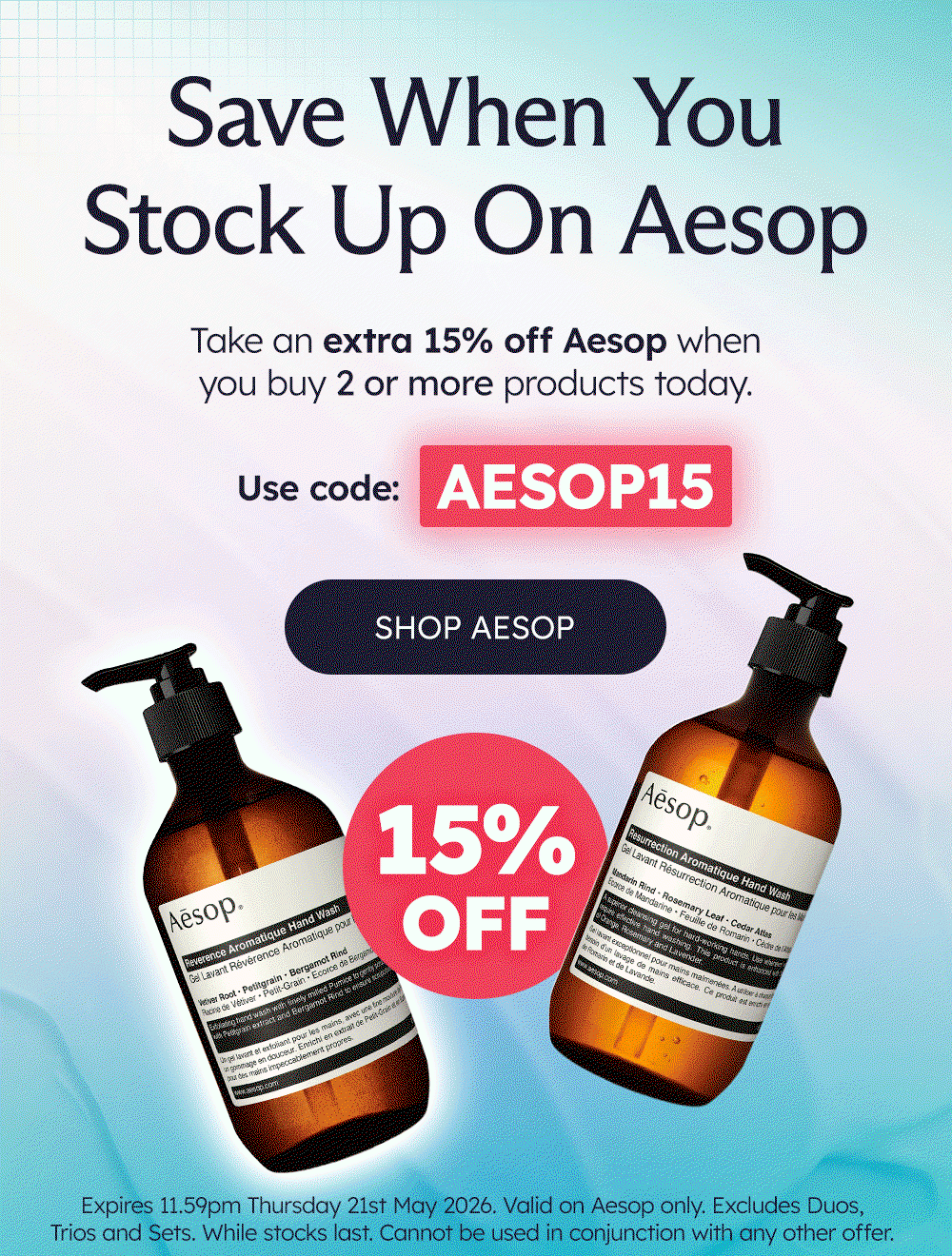 Extra 15% off Aesop