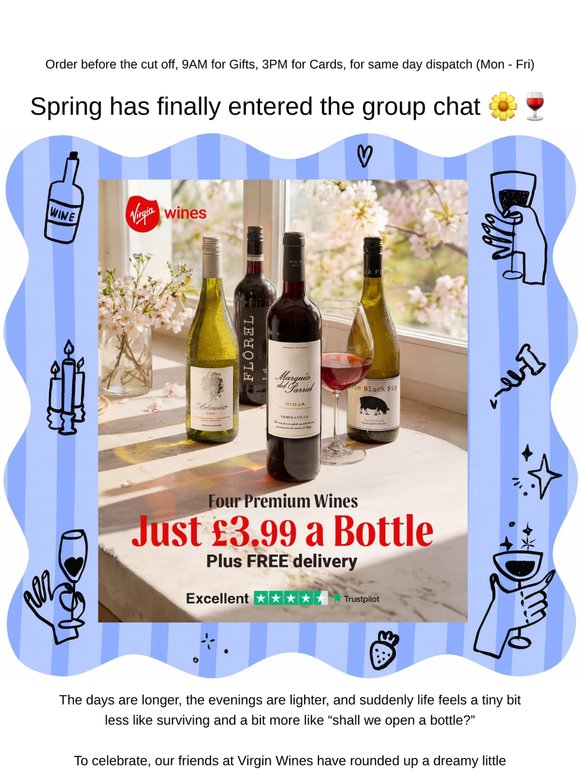 Spring sipping sorted - 4 luxury wines for just £3.99 a bottle 🍷