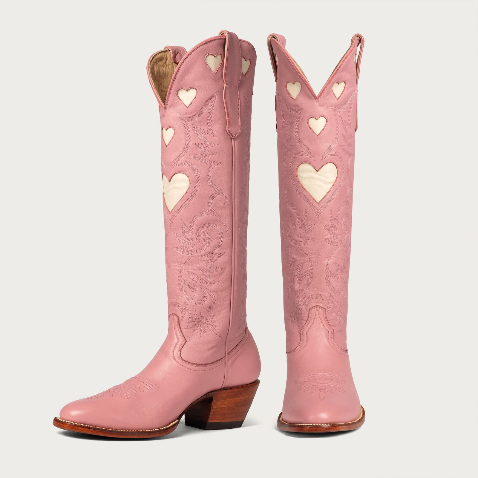The Heart Boot Pink and Bone