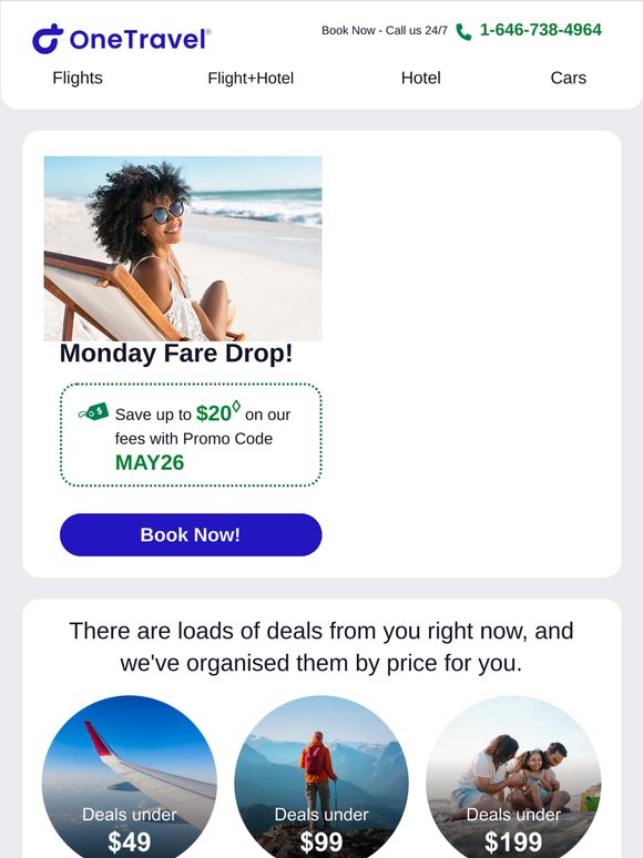 ✈️ Monday Fare Drop! Save up to $20 on Our Fees!