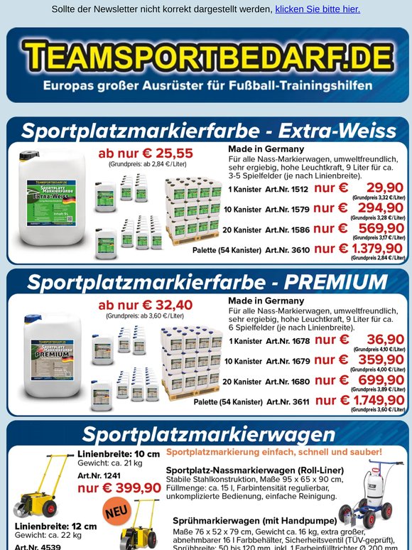 Sportplatzmarkierfarbe (Extra-Weiß) ab 25,55 € je Kanister