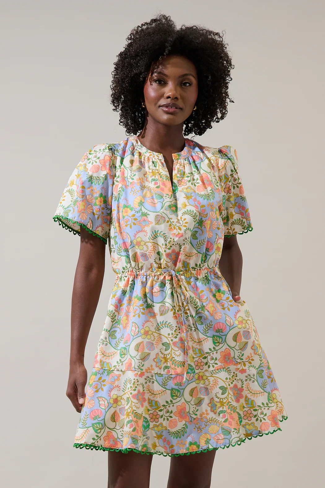 Image of Zamara Floral Bouse Shift Mini Dress