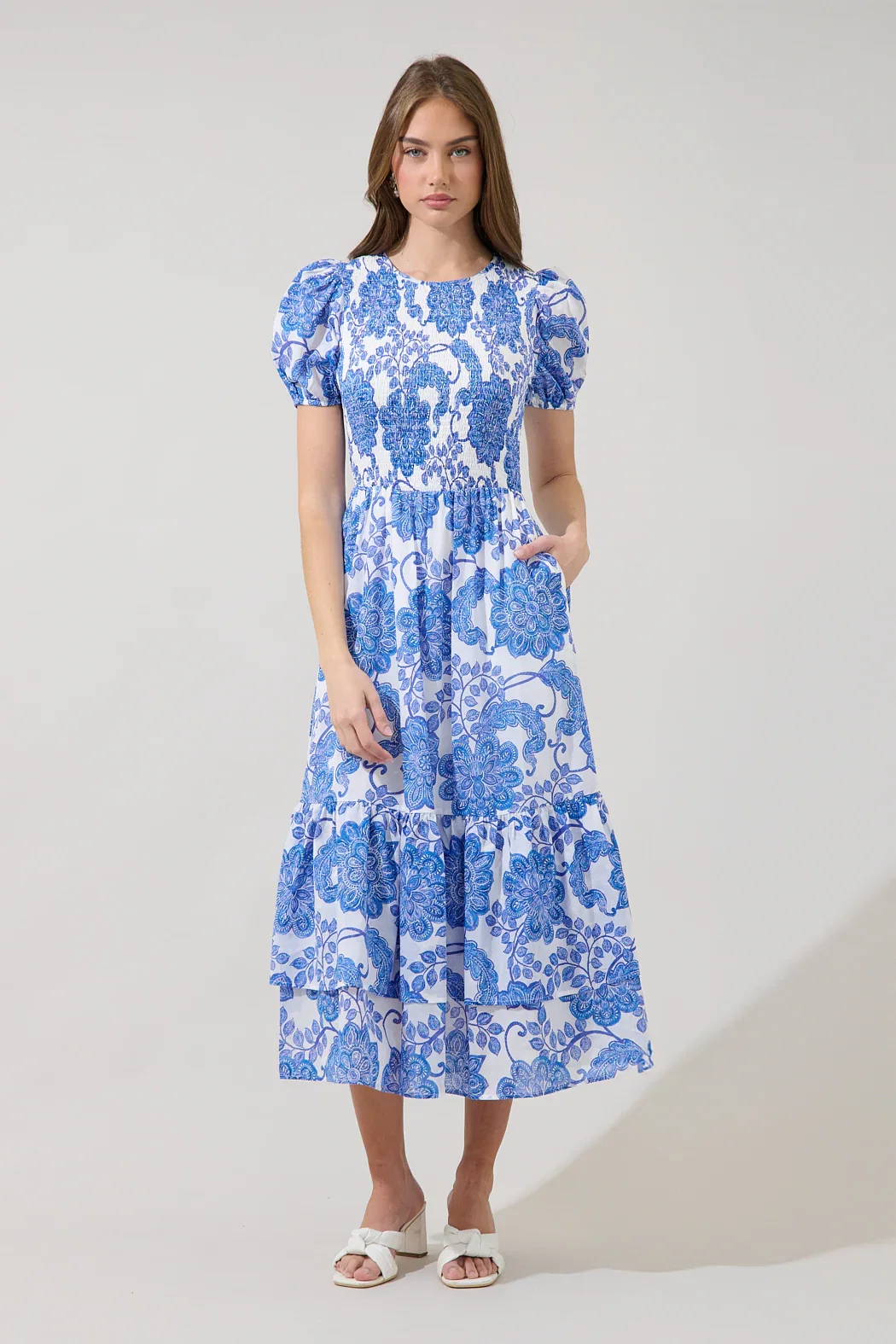 Image of Aruba Smocked Midi Dress Floral