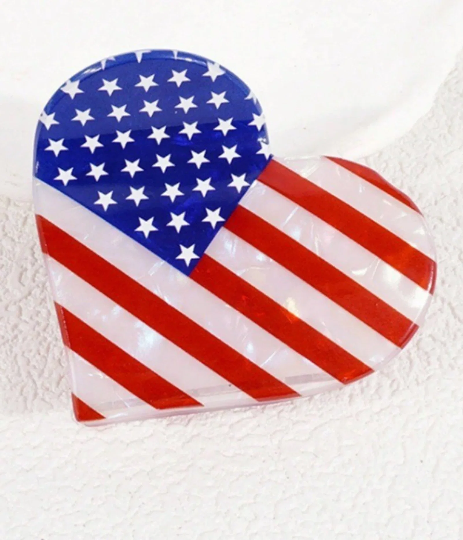 Image of Heart Shape American Flag Hair Claw Clip