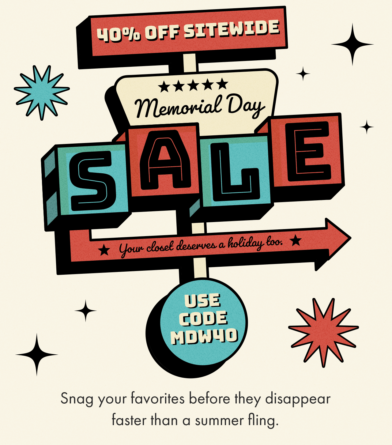 Use code MDW40 for 40% Off Sitewide
