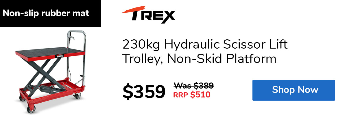 230kg Hydraulic Scissor Lift Trolley, Non-Skid Platform
