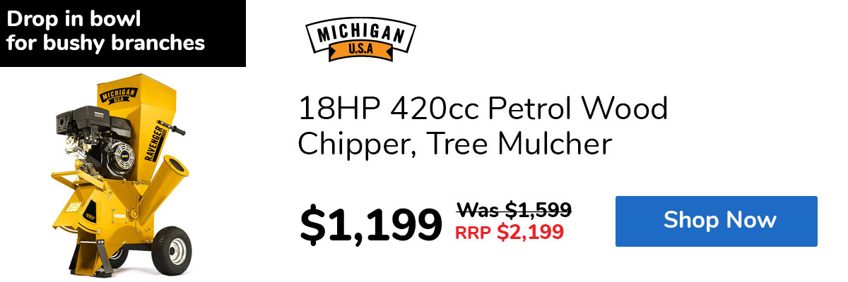 18HP 420cc Petrol Wood Chipper, Tree Mulcher