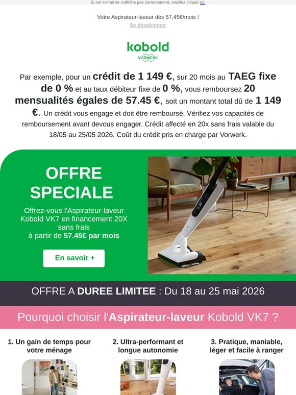 Financement 20X sans frais Kobold
