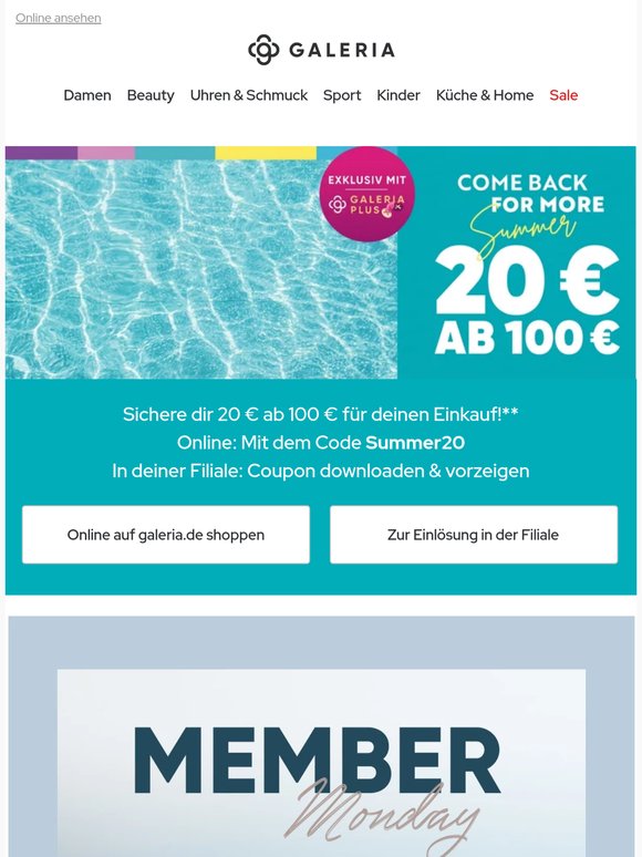 Members only: 20% auf Home mit GALERIA PLUS
