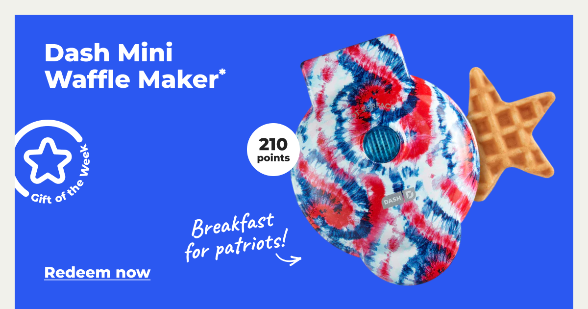 [Gift of the Week] Breakfast for patriots! Dash Mini Waffle Maker* (with 210 points) - Redeem now